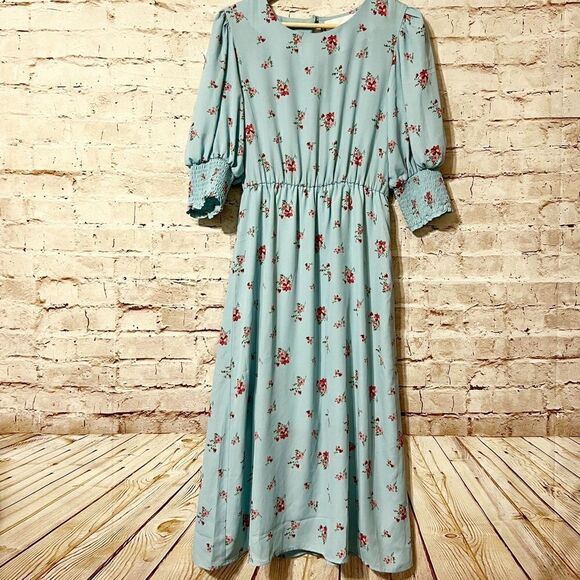 Superfoxx floral chiffon midi dress retro style - Picture 1 of 6